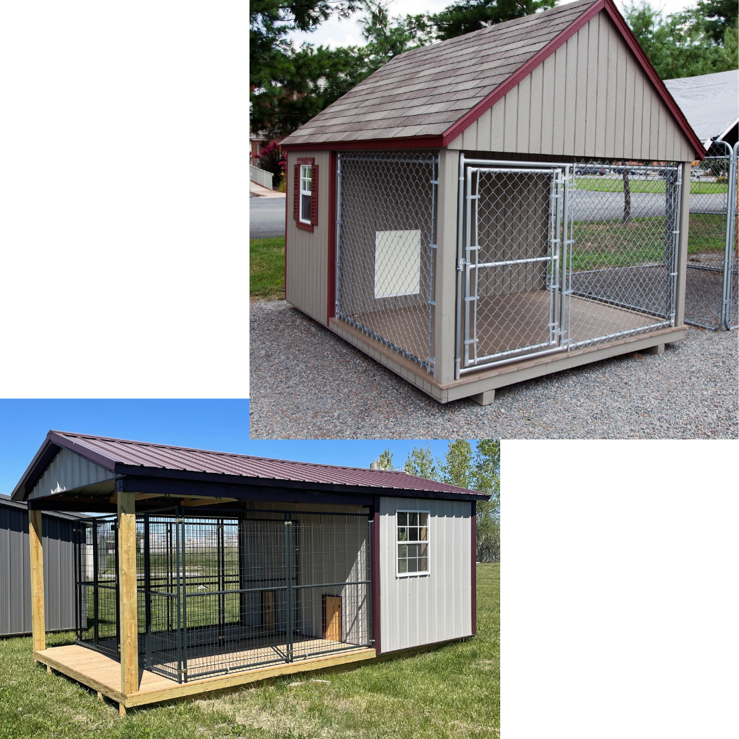 Outdoor dog kennels with chainlink dog runs